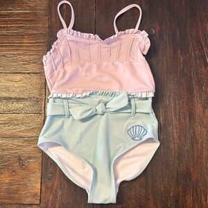 Disney Little Mermaid Purple/Green Tie Ruffled Swimsuit